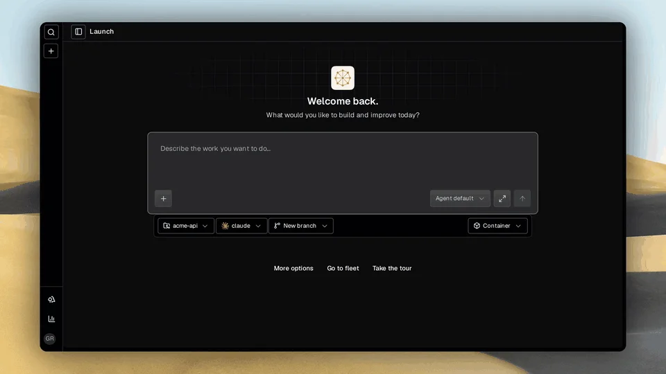 Grove web dashboard showing projects and coding agent workspaces